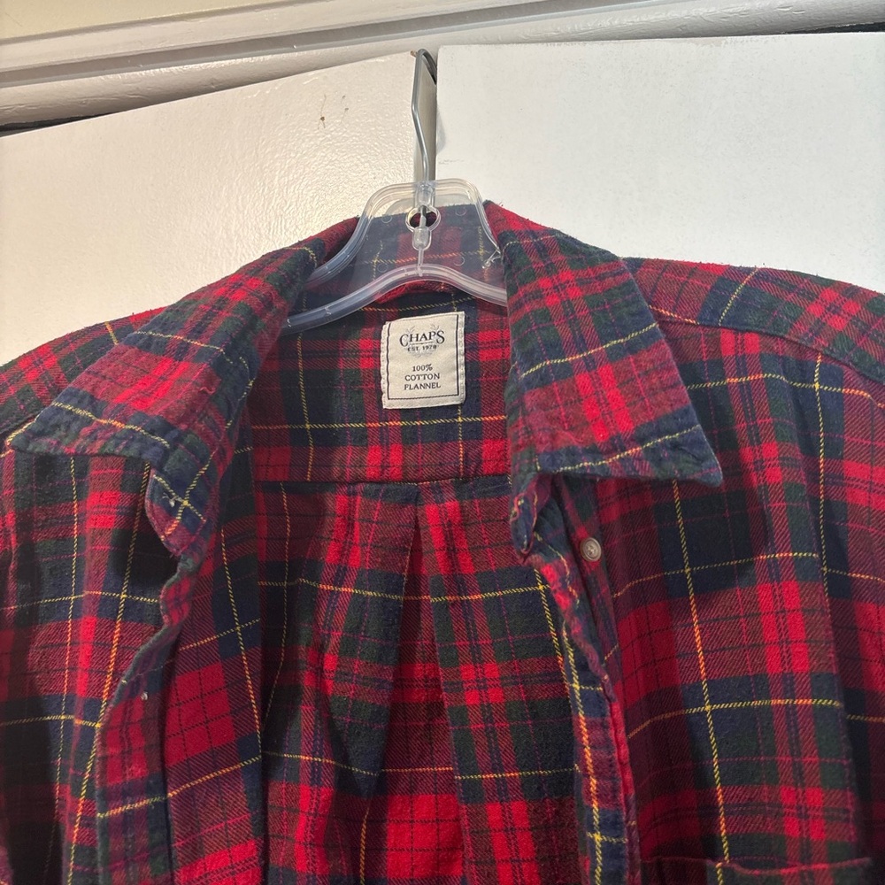 Vintage Chaps Ralph Lauren Men's Red Plaid Shirt